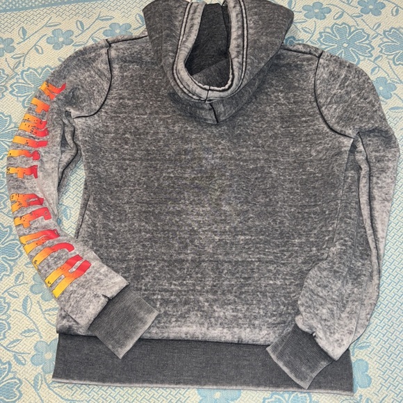 🔆 Heathered gray Venice beach California hooded sweater shirt size S - Picture 5 of 5